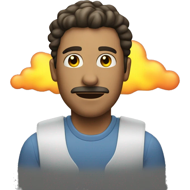 Man with gas cloud behind him  emoji