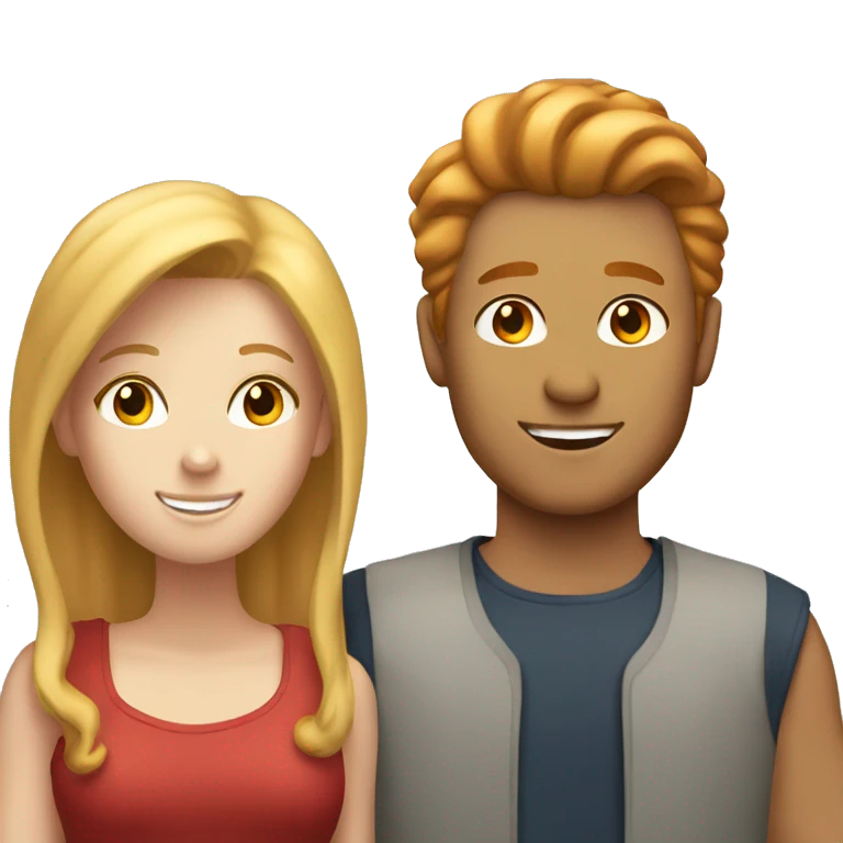 A red-haired girl and blonde-haired man loves  emoji