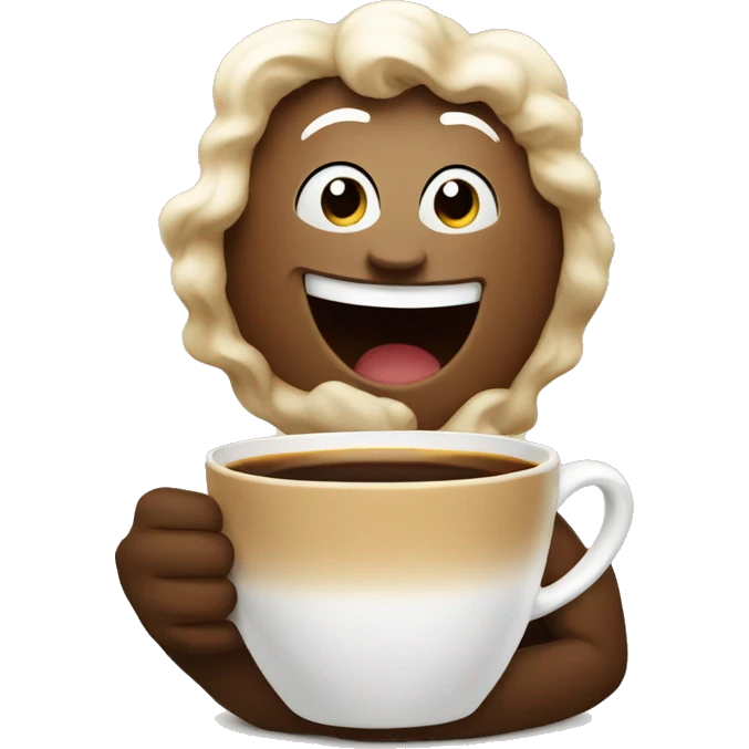 Happy with coffee emoji