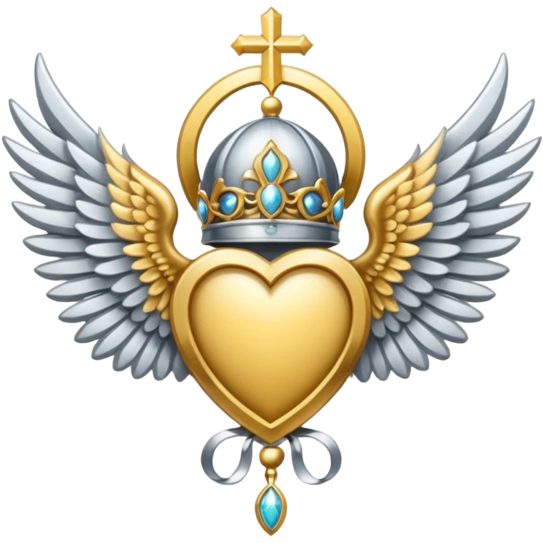 Holy Saint  Emblem with Silver wings emoji