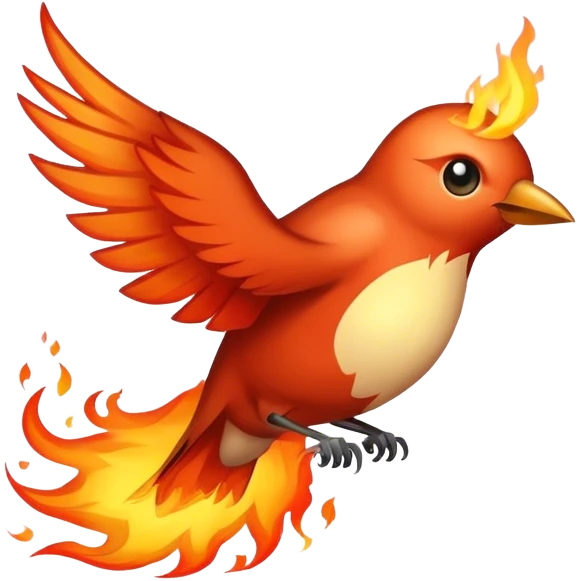 A flying nightingale on fire emoji