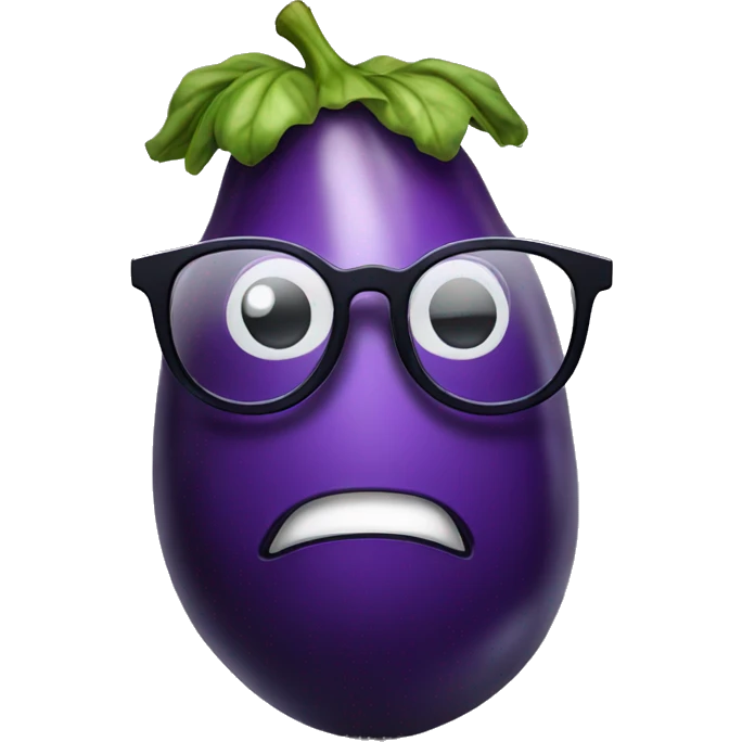 Eggplant with glasses emoji