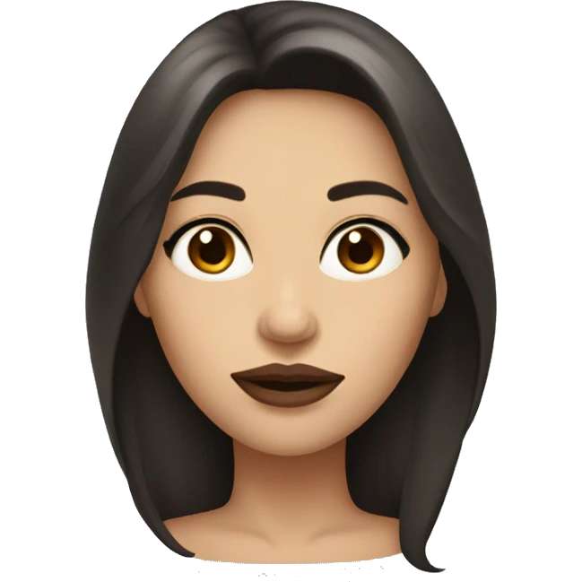 Beautiful woman with big lips, long dark hair and big brown eyes emoji