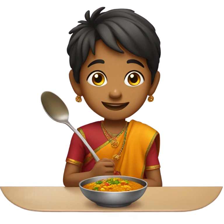 indian kid eating curry emoji