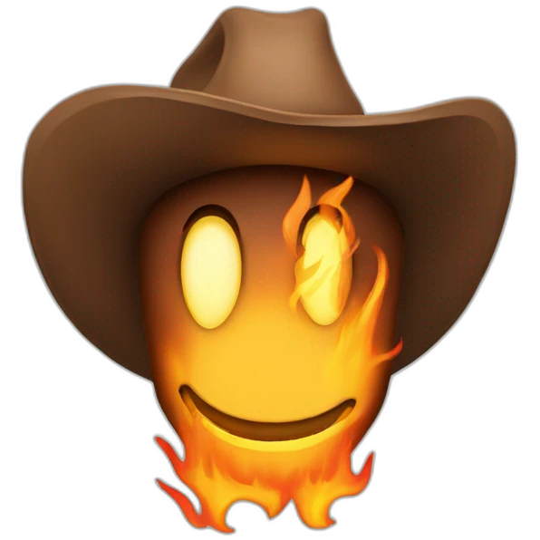 cowboy whose hat is on fire emoji