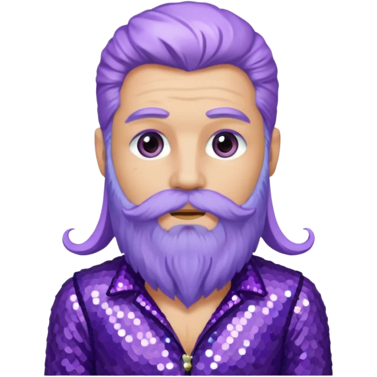 Jupiter from Ancient Gods with lilac skin, long periwinkle hair and beard, purple sequin outfit emoji