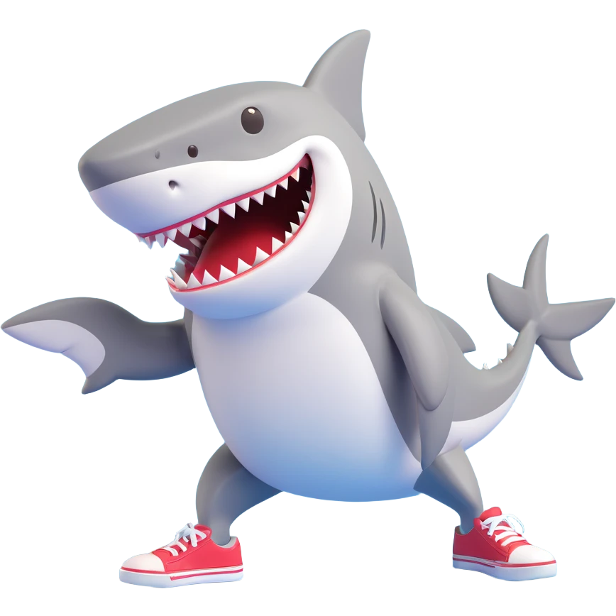 a shark wearing shoes emoji