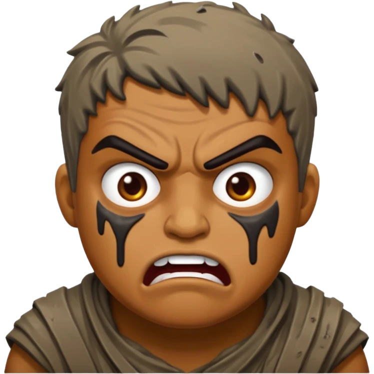 Rahjeed covered in dirty chunky mud angry emoji