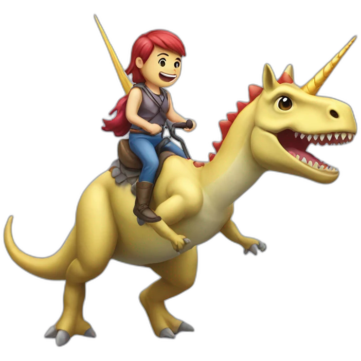 Unicorn riding a dinosaur emoji