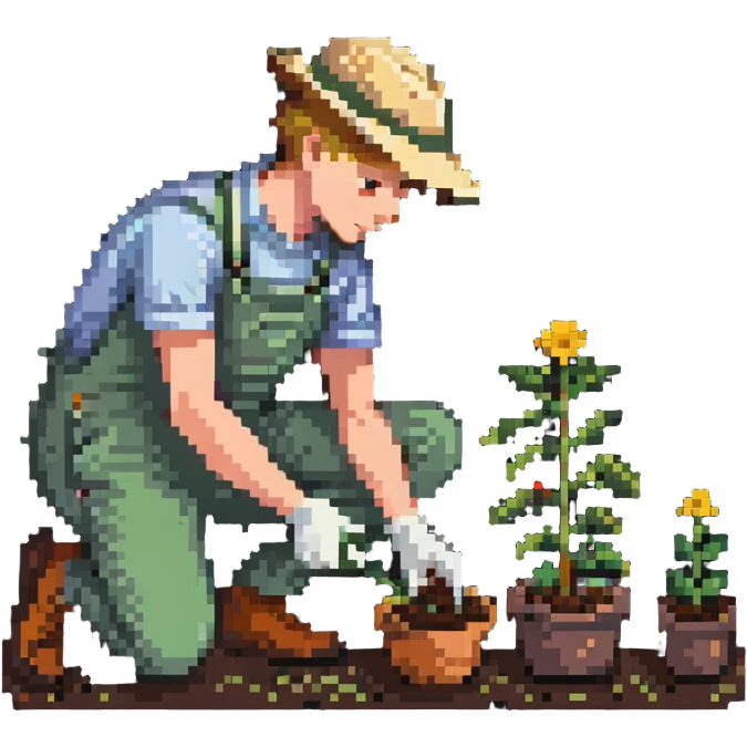 diligent young white male gardener planting seeds emoji