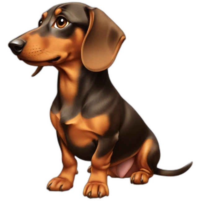Dog head reality dachshund Looks to the left side 180 Degrees emoji