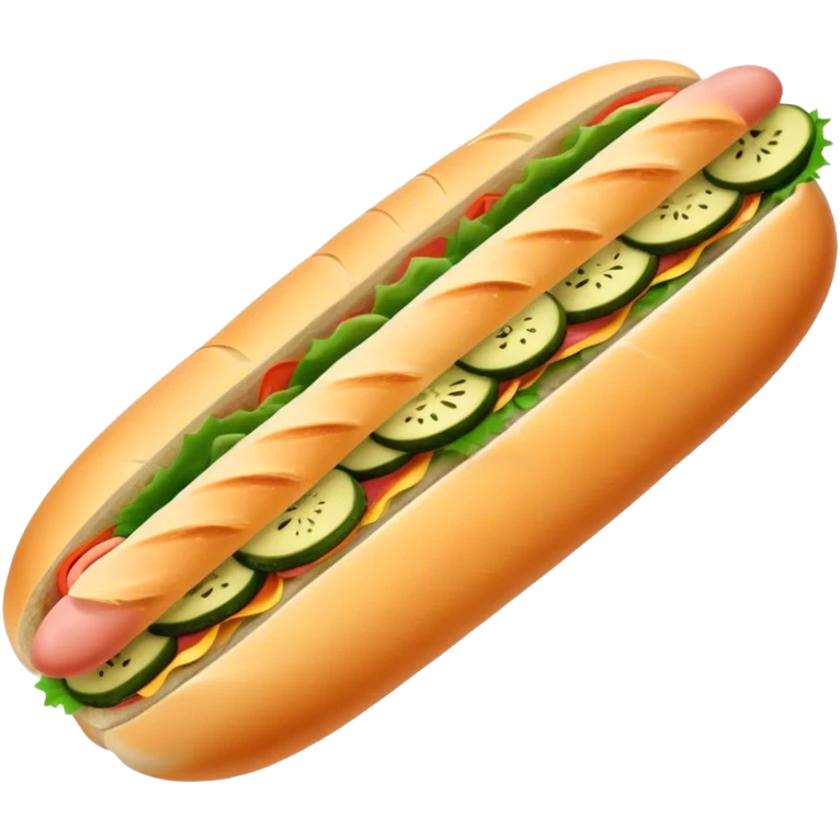 Cinematic Realistic B√°nh m√¨ Sandwich Dish Emoji, showcasing a crusty baguette filled with savory meats, pickles, and fresh herbs rendered with dynamic detail and appetizing lighting. emoji