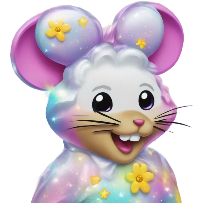 Lisa frank glitter mouse with daisy  emoji
