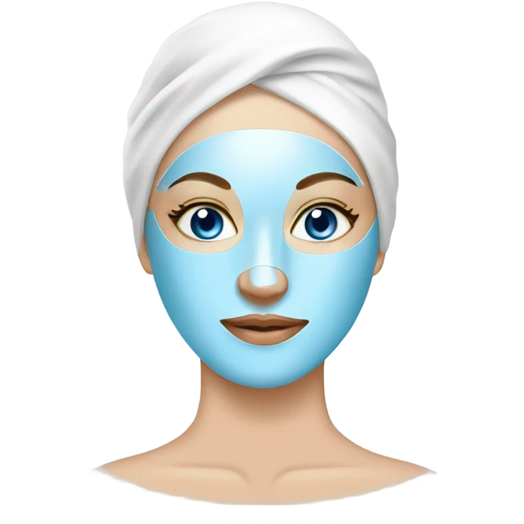 Lady with face mask and blue eyes spa beauty full face relaxing emoji