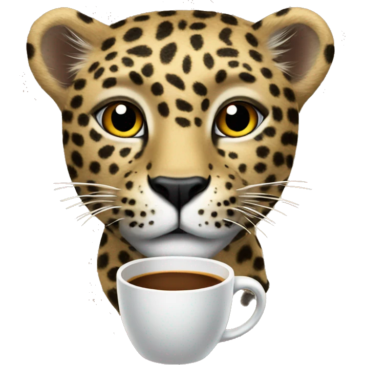 Leopard with coffie emoji