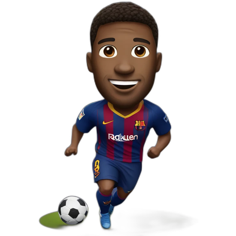 barcelona player jumping big head emoji