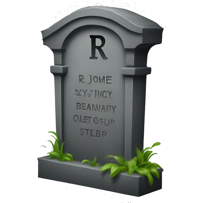 tombstone with letters R I P on it emoji