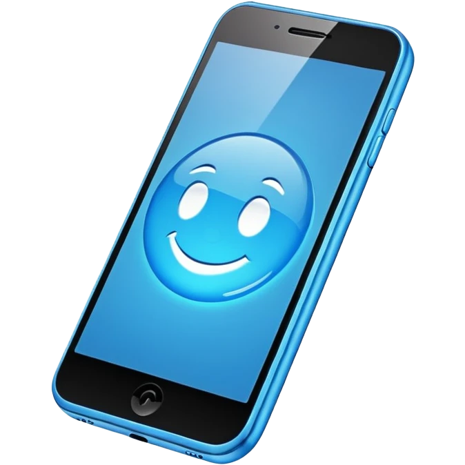 mobile phone emoji, modern smartphone, bright blue emoji