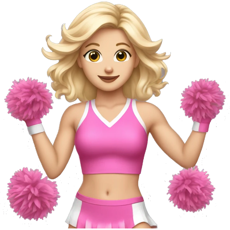 blonde cheerleader wearing pink uniform holding pink pompoms that looks like chrissy chlapecka emoji
