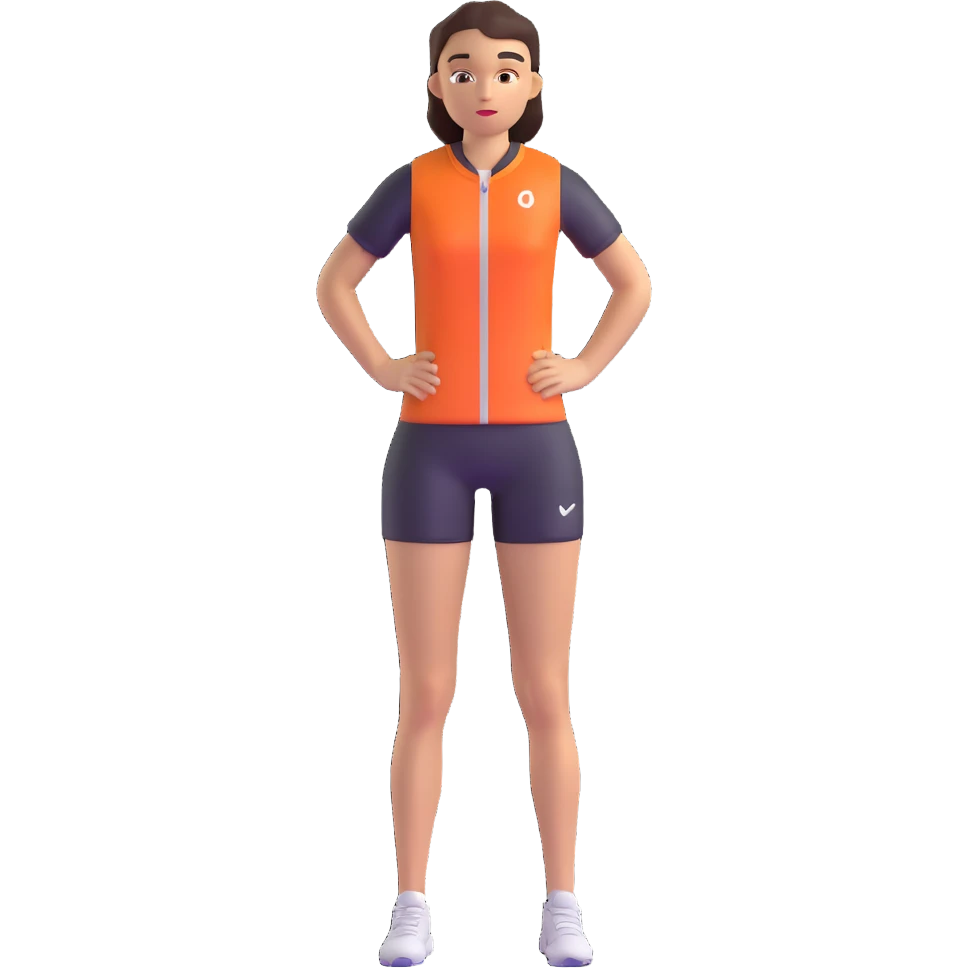 female athlete in sports kit standing emoji