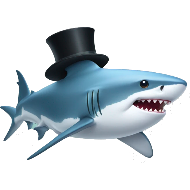 Shark with a top hat emoji