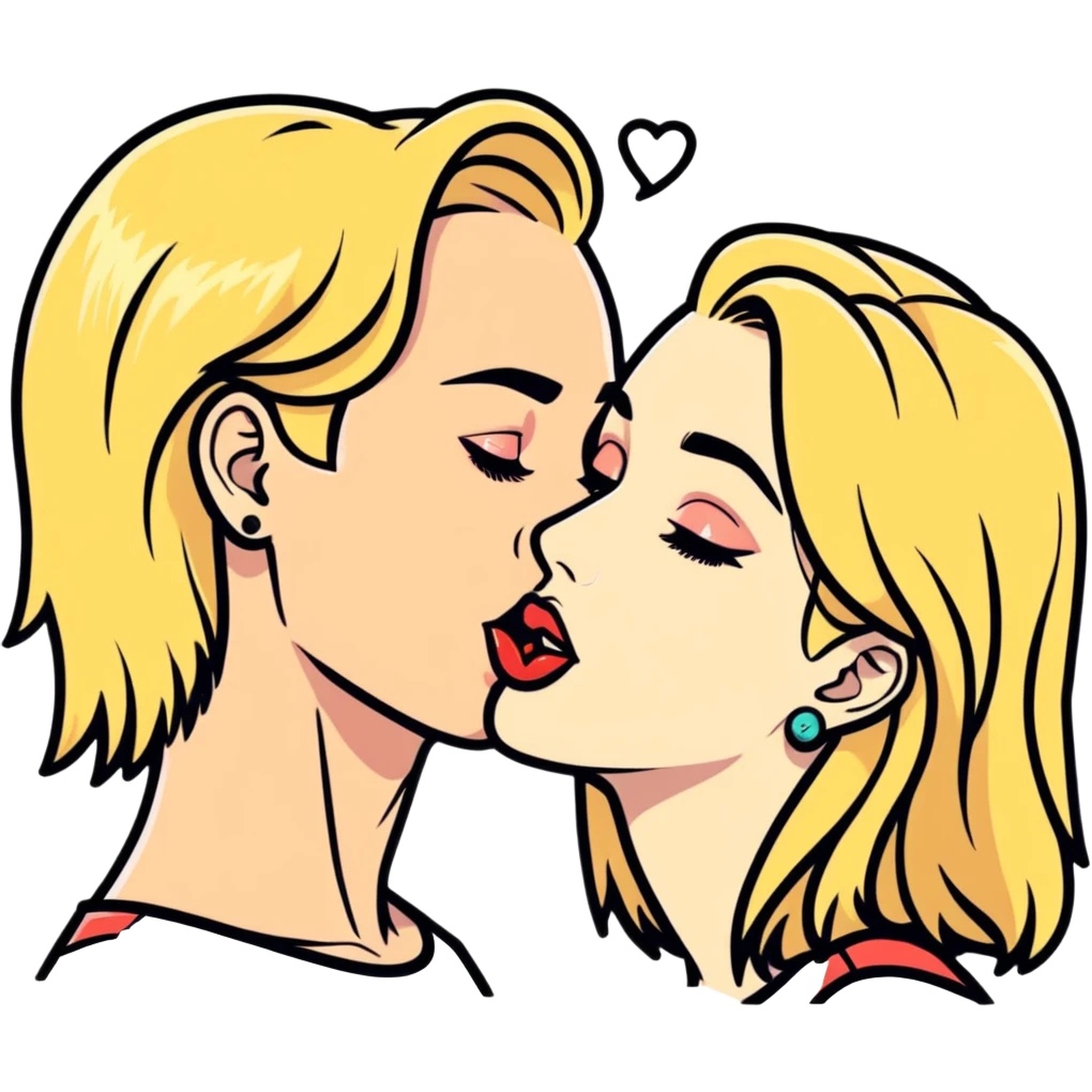 Une blonde avec un piercing au nez et un à la langue qui embrasse  emoji