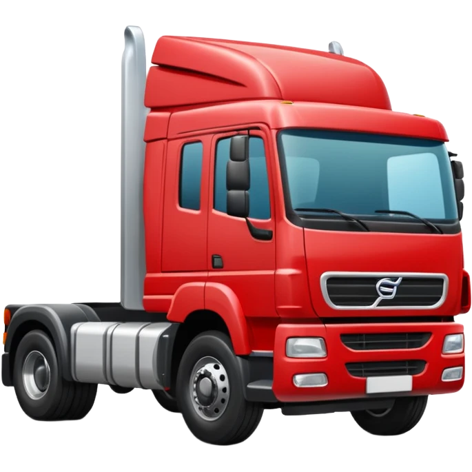 A new red truck with a "TIR" plate turned to the right emoji