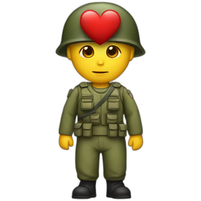 Solider holding a heart emoji