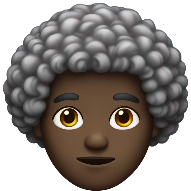 dark skin curly fro concerned man emoji
