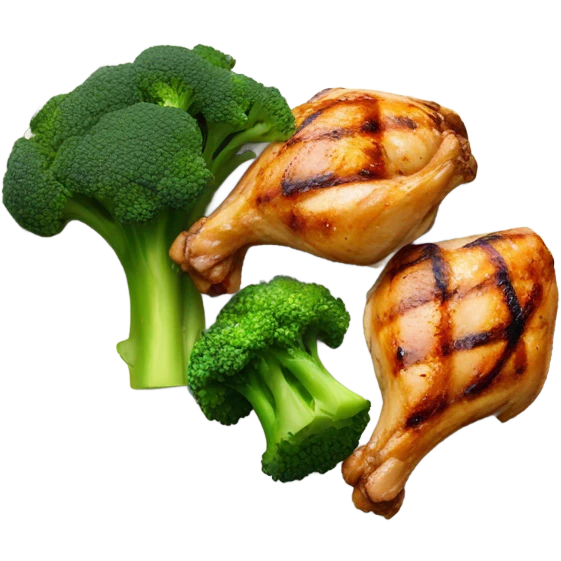 grill chicken with broccoli emoji