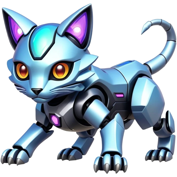  exotic iridescent cyber-Protogen-Fakémon-Pokémon-Vernid-robot-feline-creature emoji