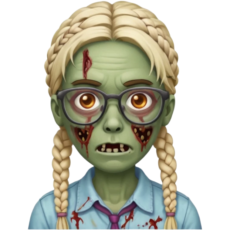 zombie with braided hair and glassess emoji