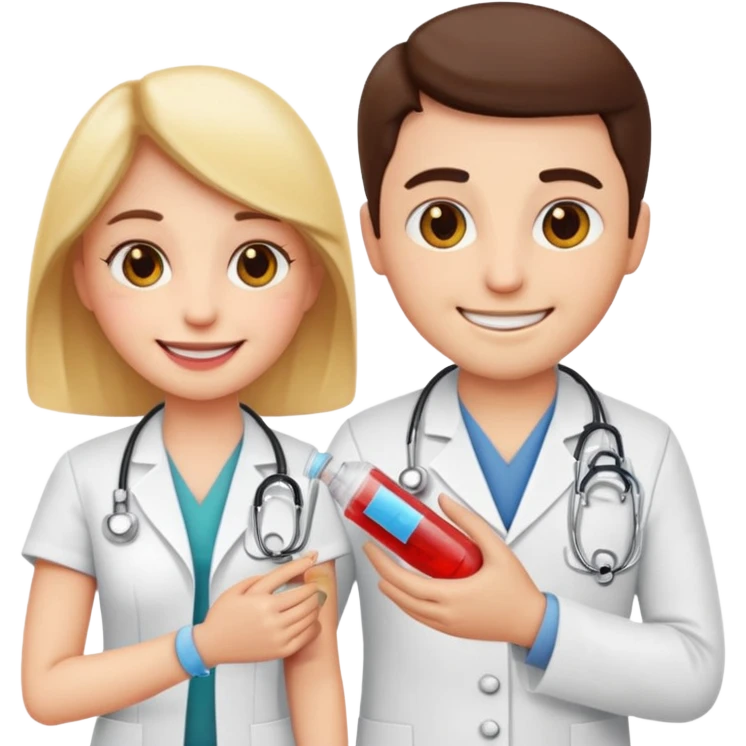 Emoji getting blood test in arm with a doctor  emoji