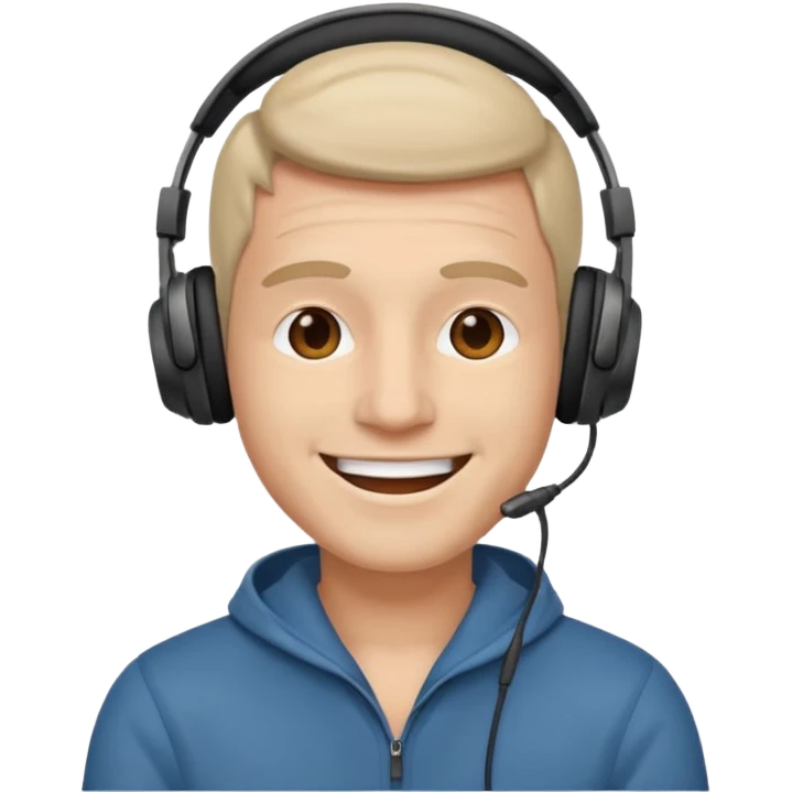 Happy man with headphones . make this pic emoji