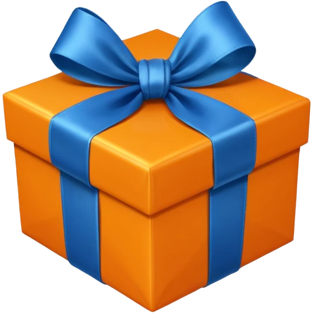 orange gift box with a blue silk ribbon emoji