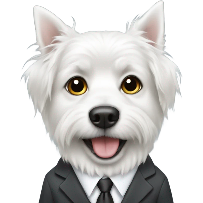 White dog wearing a suit emoji