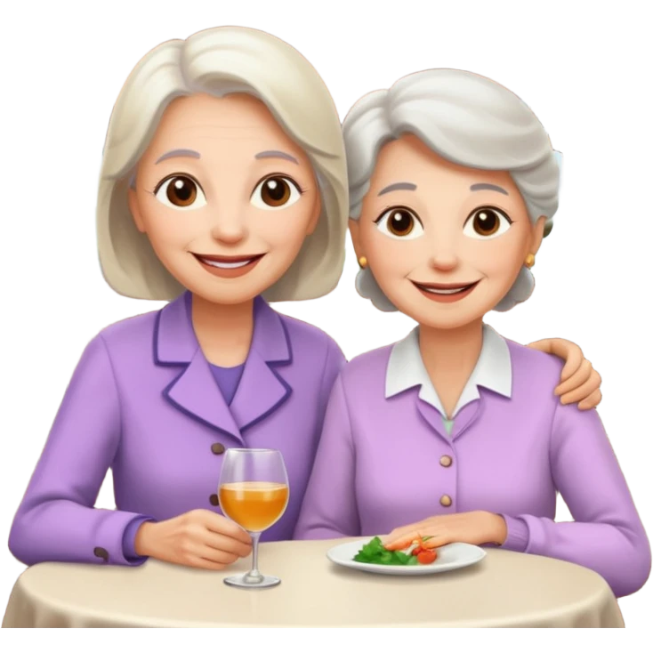 conversación dentro de un restaurant  dos personas y una de las persoans sea una abuela y el otro un adulto de 27 años mujer abuela y hombre joven emoji