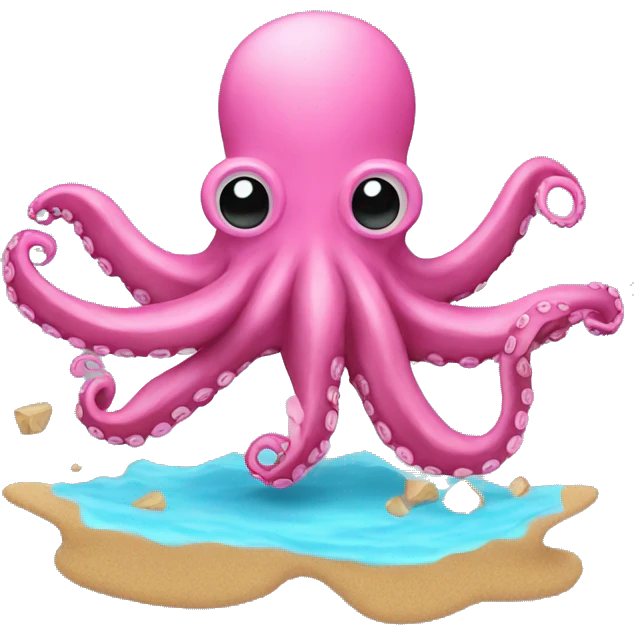 An pink octopus throwing Sand emoji