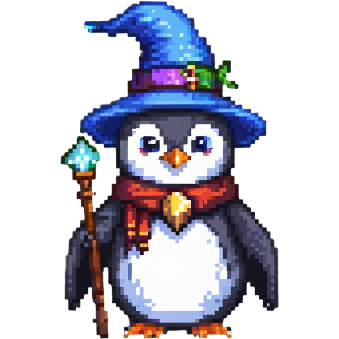 penguin wizard pixel art emoji