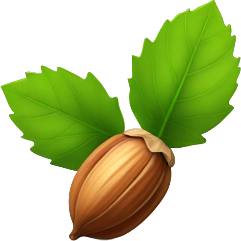 Hazelnut with green leaf emoji