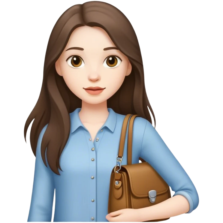  beautiful pale brunette girl with long hair with shoulder bag emoji