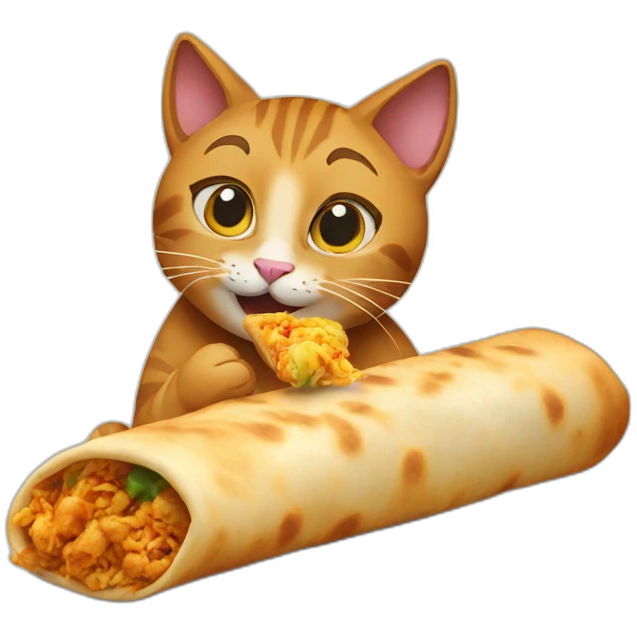 cat eating kathi roll  emoji