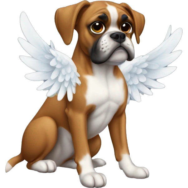 boxer dog with angel wings emoji