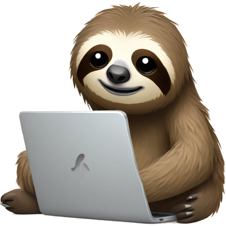 tired sloth with laptop and espresso tonic emoji