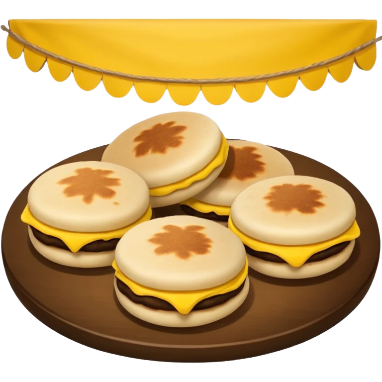 party table decorated all over with colombian arepas,  emoji