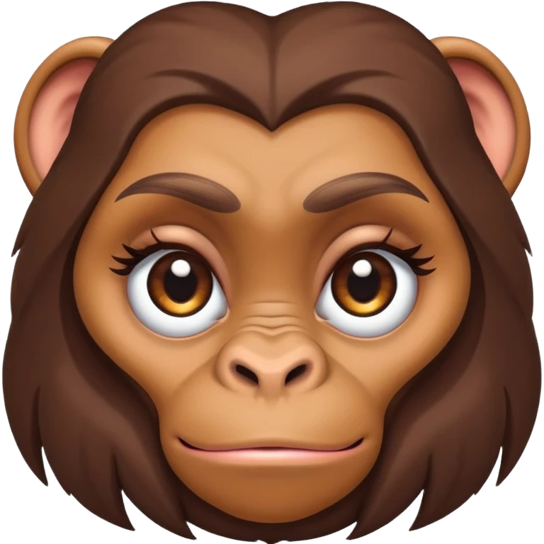 female ape face with eyelashes and feminine features emoji