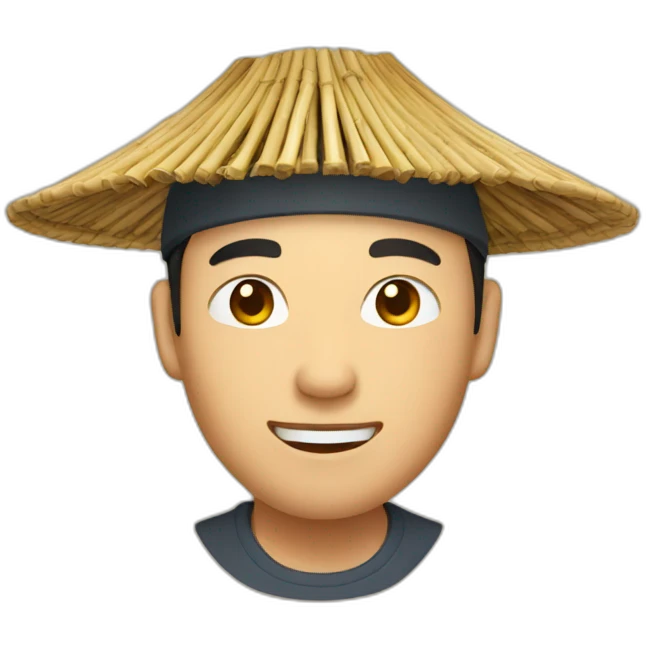 chinese man in bamboo hat emoji