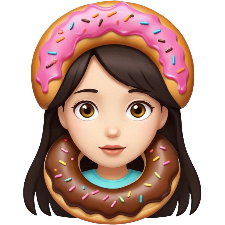 Dark hair donut girl emoji