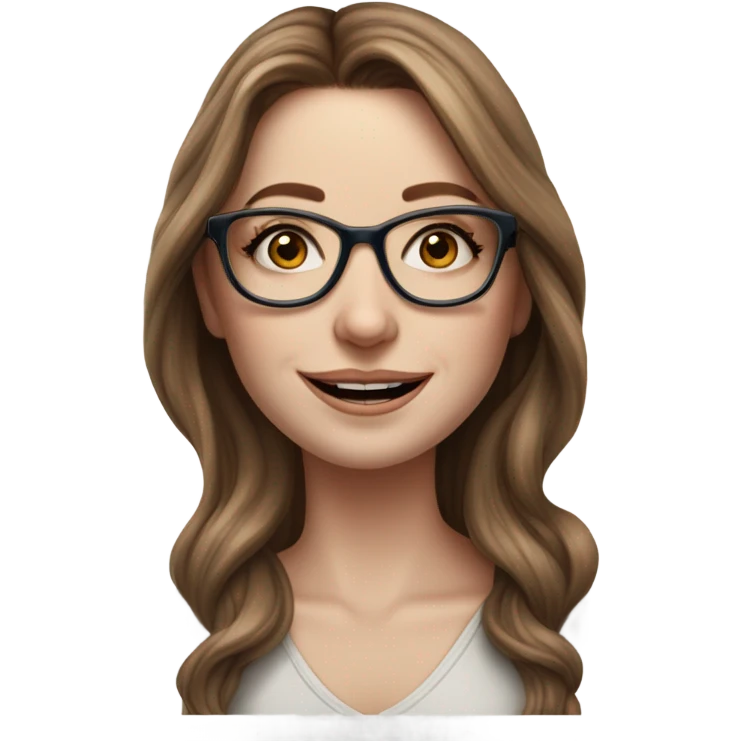 Hyper Realistic brown Balayage pale beautiful tattooed woman with glasses and blue eyes happy  emoji
