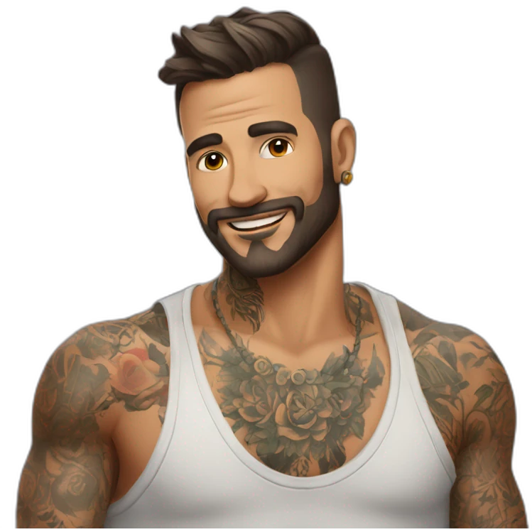 Hombre con tatuaje de polilla emoji